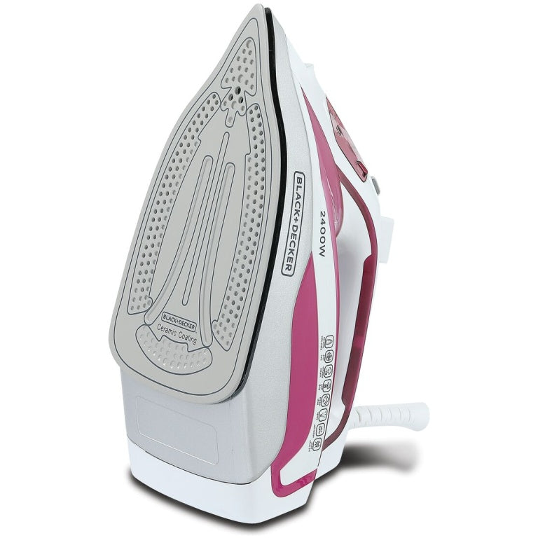 Black+Decker Ceramic Steam Iron, 2400 Watt, Pink – X2400 Black+Decker Ceramic Steam Iron, 2400 Watt, Pink – X2400